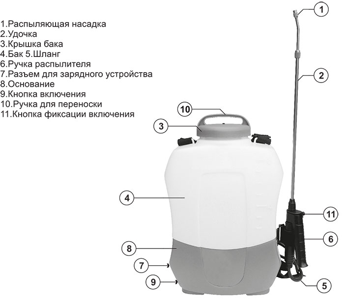 Опрыскиватель аккумуляторный схема электрическая